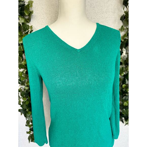 Chico's Design Vintage Rayon Long Sleeve Green Knitted Top Women's 0 Small - Picture 3 of 8